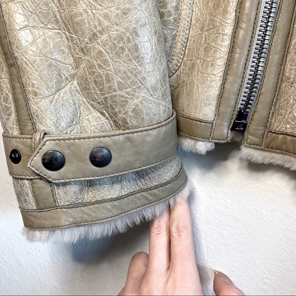 John Varvatos Shearling Aviator Jacket sz 40 - XS - Picture 6 of 10